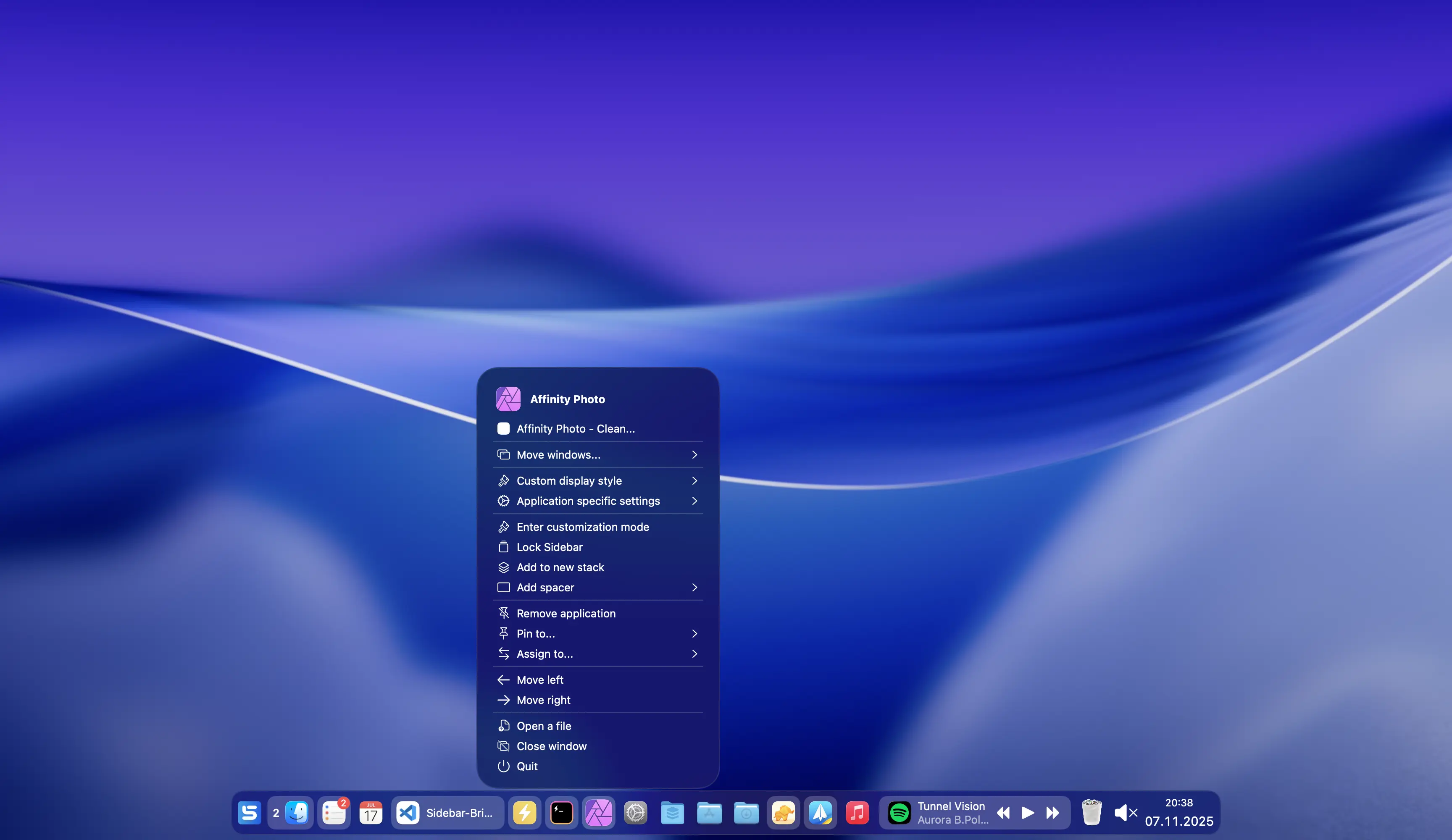 Modern context menu