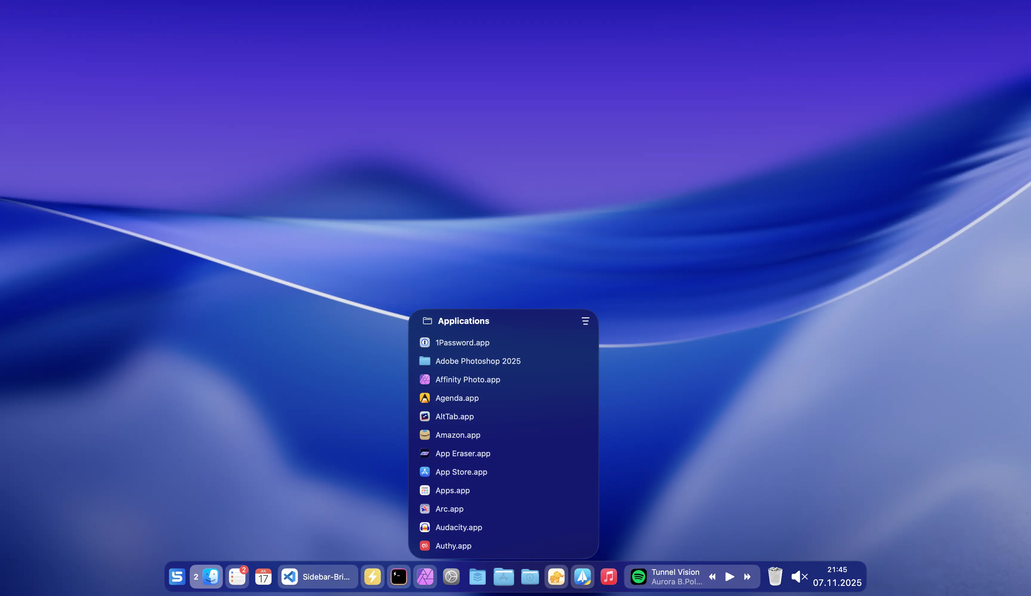 Folder peek as list